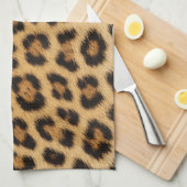 Leopardtextur Fell Haut Leder Tierdruck Muster Geschirrtuch (Viertel Falte)