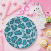 Leopardtierdruck in Blautönen Pappteller (Party)