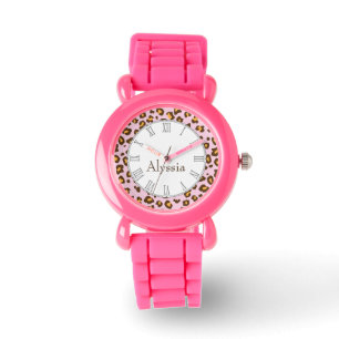 Leopardtierdruckrosa-Namenarmbanduhr Armbanduhr