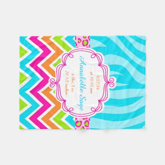 Leopardzebra-Zickzack Geburtstag Fleecedecke (Vorderseite (Horizontal))