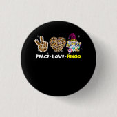 Leopared Peace Liebe Bingo Gnome Lucky Number Bing Button (Vorderseite)