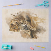 Leopart-Lounges auf einem Zweig Seidenpapier (Basteln)