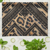 Leopart-Pelz mit afrikanischem Dekor #1 Geschirrtuch (Gefaltet)