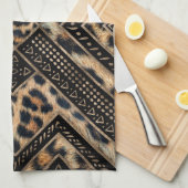 Leopart-Pelz mit afrikanischem Dekor #1 Geschirrtuch (Viertel Falte)