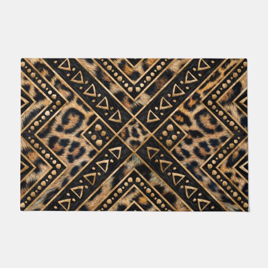 Leopart-Pelz mit afrikanischem Dekor #2 Fußmatte (Vorderseite)