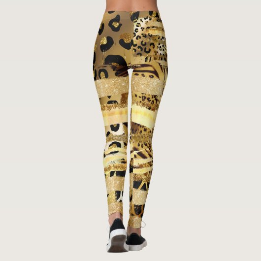 Leopold-Glitzer-Druckmuster Leggings (Rückseite)