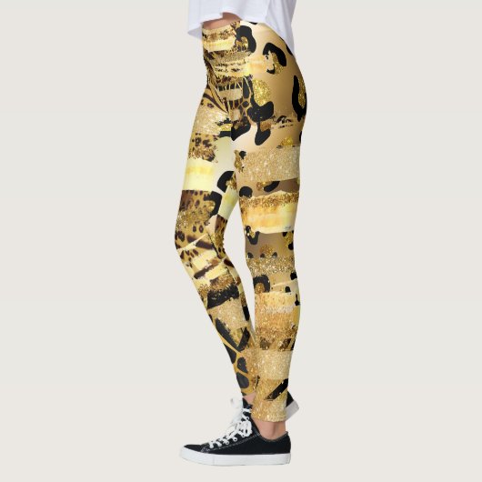 Leopold-Glitzer-Druckmuster Leggings (Links)