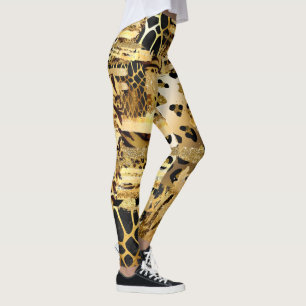 Leopold-Glitzer-Druckmuster Leggings