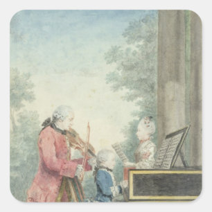 Leopold Mozart und seine Kinder Wolfgang Quadratischer Aufkleber