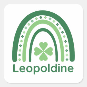 Leopoldine Name Clover Boho Rainbow Quadratischer Aufkleber