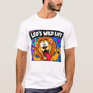 Leo's wilde Lebenslustige Cartoon-Löwe Retro-90er- T-Shirt