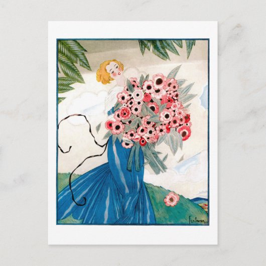 Lepape Art Deco Mode Illustration Sommer Postkarte (Vorderseite)