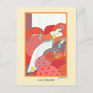 Lepape Fine Art Deco Mode Les Coussins Postkarte