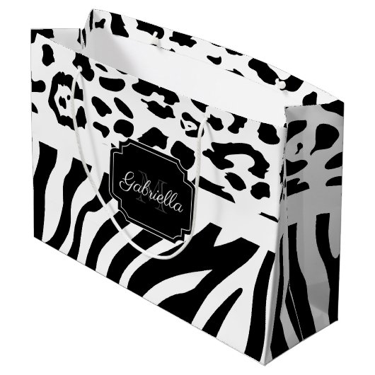 Lepard Print / Zebra Print Große Geschenktüte (Rückseite Schrägansicht)
