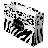 Lepard Print / Zebra Print Große Geschenktüte (Vorderseite Schrägansicht)