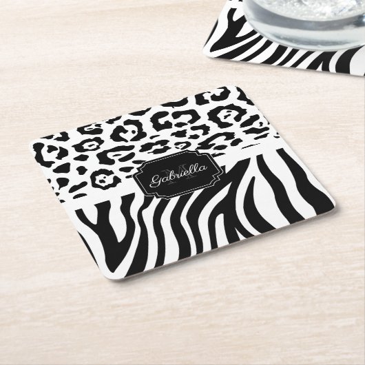 Lepard Print / Zebra Print Rechteckiger Pappuntersetzer (angewinkelt)