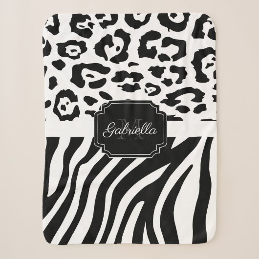 Lepard Print / Zebra Print Sherpadecke (Vorderseite)