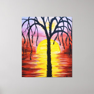 Lepidodendron-Baum im karbonisierenden Sonnenunter Leinwanddruck