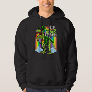 Leprawrchaun St Patrick Day T Rex Dinosaur Lepre Hoodie