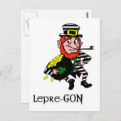 Lepre-con Leprechaun Stealing Pot of Gold Postkarte (Vorne/Hinten)