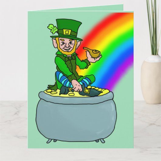 LEPRECHAN & RAINBOW ST.PATRICK'S DAY BIG CARDS KARTE (Vorderseite)