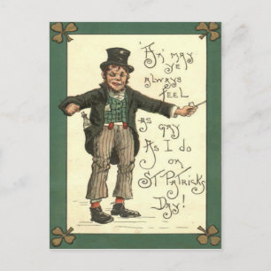 Leprechaun Alcohol Clay Pipe Kleeblatt Postkarte