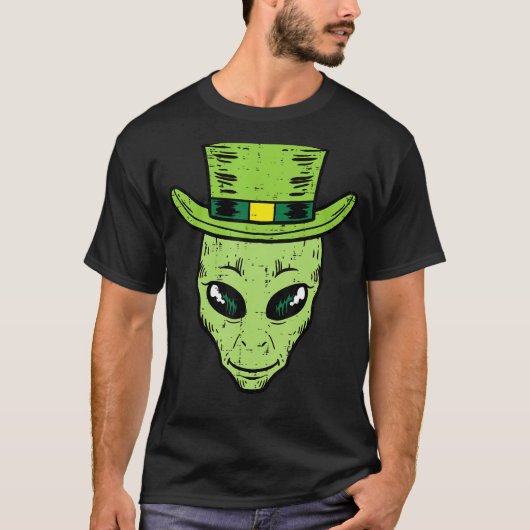 Leprechaun Alien Head St Patricks Day Space Men T-Shirt (Vorderseite)
