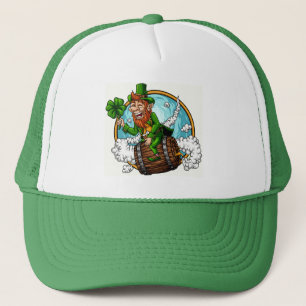 Leprechaun am Barrel St Patrick's Day Truckerkappe
