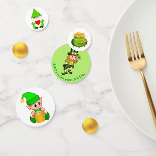 Leprechaun am St. Patrick's Day, Elf & Pot of Gold Konfetti (Gruppe)