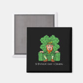 Leprechaun auf Clover Throne St Patricks Day Boys Magnet (Vorderseite/Rückseite)