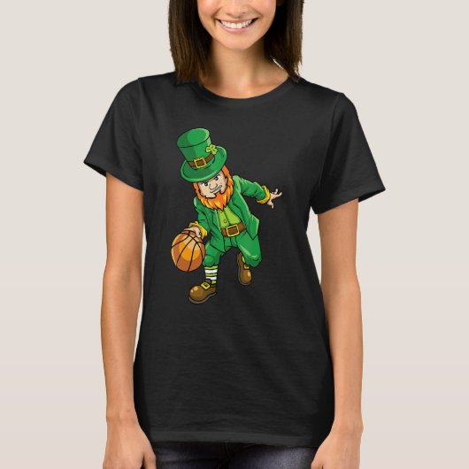 Leprechaun Basketball St Patricks Day Lucky for Me T-Shirt (Vorderseite)
