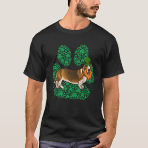 Leprechaun Basset Hound St Patricks Day Kleeblatt  T-Shirt