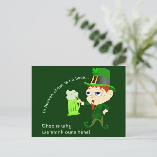 Leprechaun Beer St. Patrick's Day Postcard Postkarte (Stehend Vorderseite)