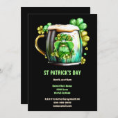 Leprechaun Bierkartentankergarnele Irischer Feiert Einladung (Vorne/Hinten)