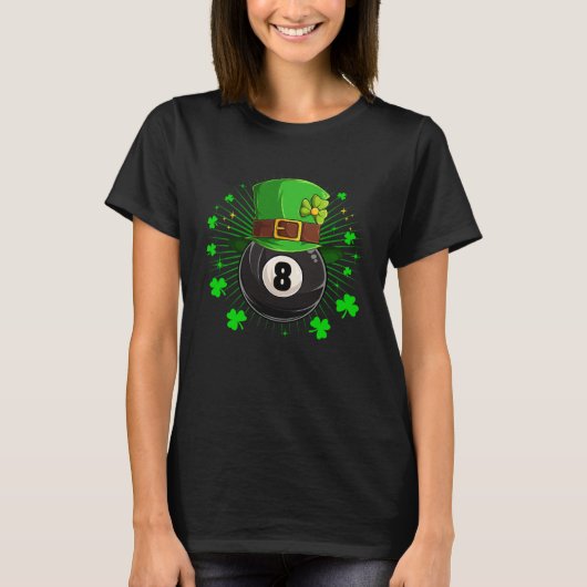 Leprechaun Billiards Pool St Patricks Day Shamrock T-Shirt (Vorderseite)