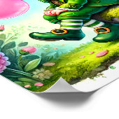 Leprechaun Blowble Gum St. Patrick's Day Poster (Ecke)