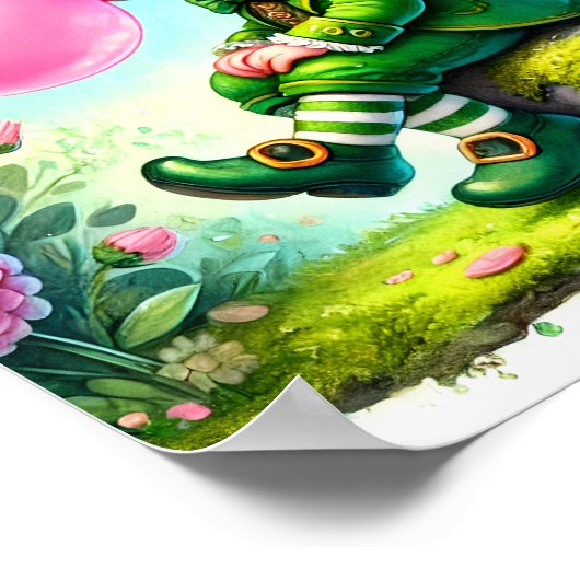 Leprechaun Blowble Gum St. Patrick's Day Poster (Ecke)