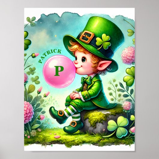 Leprechaun Blowble Gum St. Patrick's Day Poster (Vorne)
