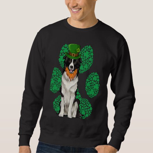 Leprechaun Border Collie St Patricks Day Shamrock Sweatshirt (Vorderseite)