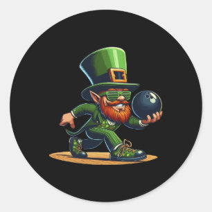 Leprechaun Bowling Bowler T-Shirt St.patricks Day  Runder Aufkleber