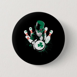 Leprechaun Bowling St. Patrick's Day Lucky Men Boy Button