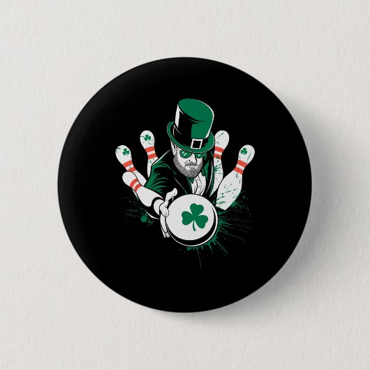 Leprechaun Bowling St. Patrick's Day Lucky Men Boy Button (Vorderseite)
