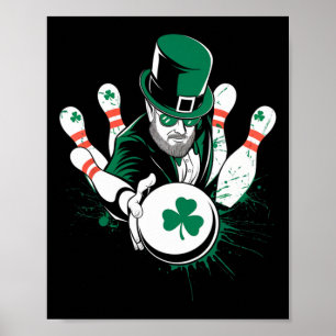 Leprechaun Bowling St. Patrick's Day Lucky Men Boy Poster