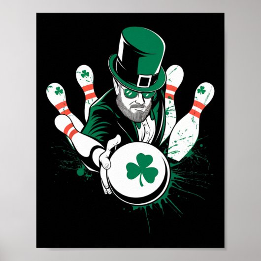 Leprechaun Bowling St. Patrick's Day Lucky Men Boy Poster (Vorne)