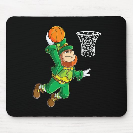 Leprechaun Bysketbyll Dunk St Patricks Day Boys Me Mousepad (Vorne)