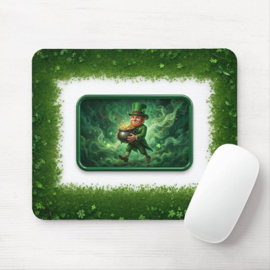 Leprechaun Carrying Pot Of Gold Mousepad (Mit Mouse)
