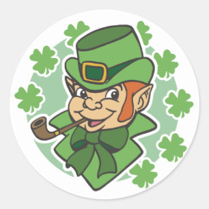 Leprechaun Cartoon St. Patrick's Day Runder Aufkleber