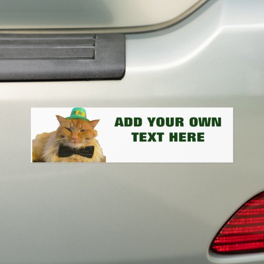 Leprechaun Cat mit Ihrem Text Autoaufkleber (Auf Auto)