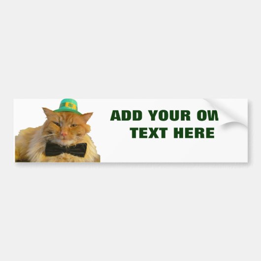 Leprechaun Cat mit Ihrem Text Autoaufkleber (Vorne)