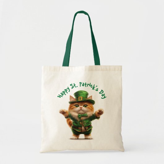 Leprechaun Cat St. Patrick's Day Sweatshirt - Nied Tragetasche (Vorne)
